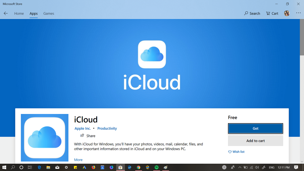 download icloud app windows 10