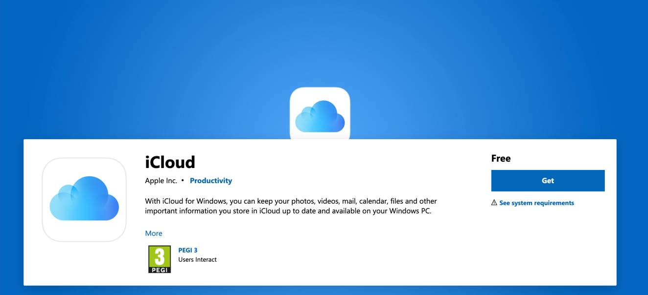 microsoft store download icloud for windows