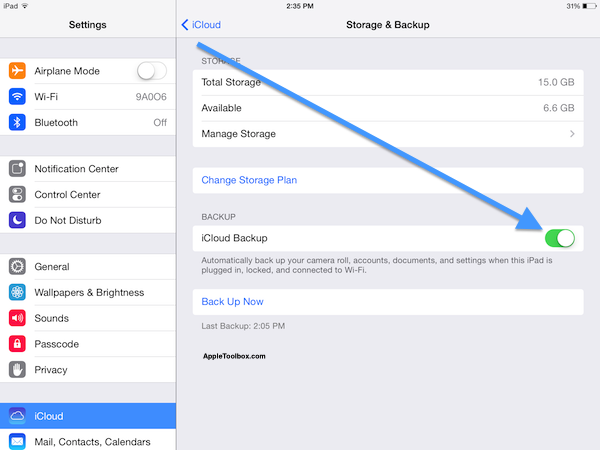 How To Backup an iPad To iCloud