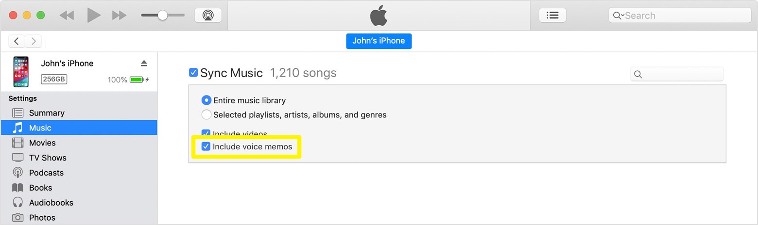 uploading voice memos from iphone to computer