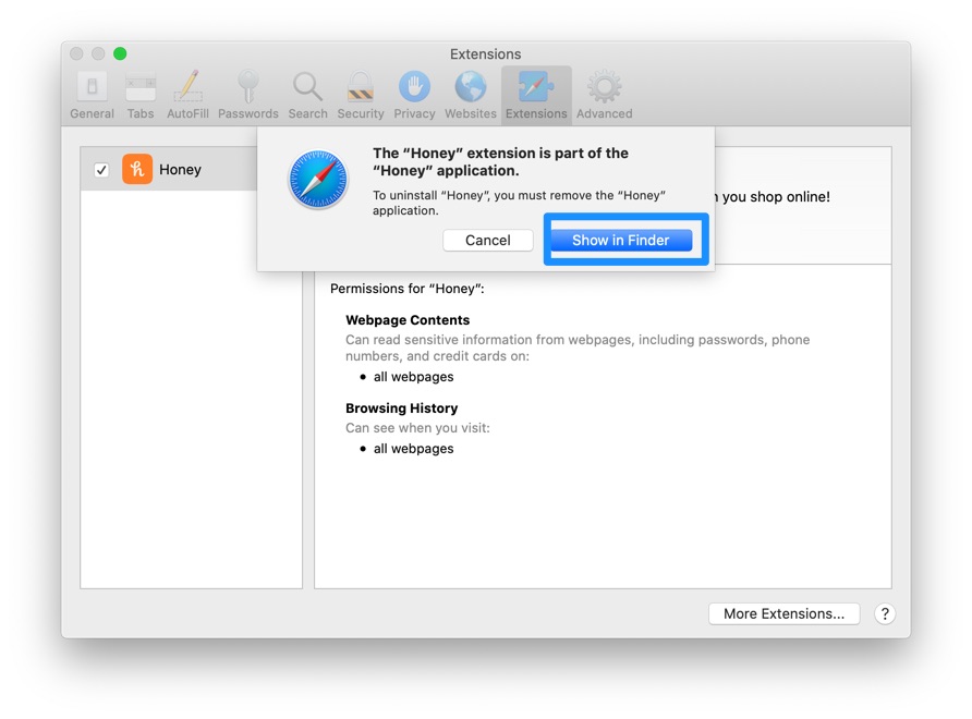 How To Remove Honey Extension on Mac Catalina Manually