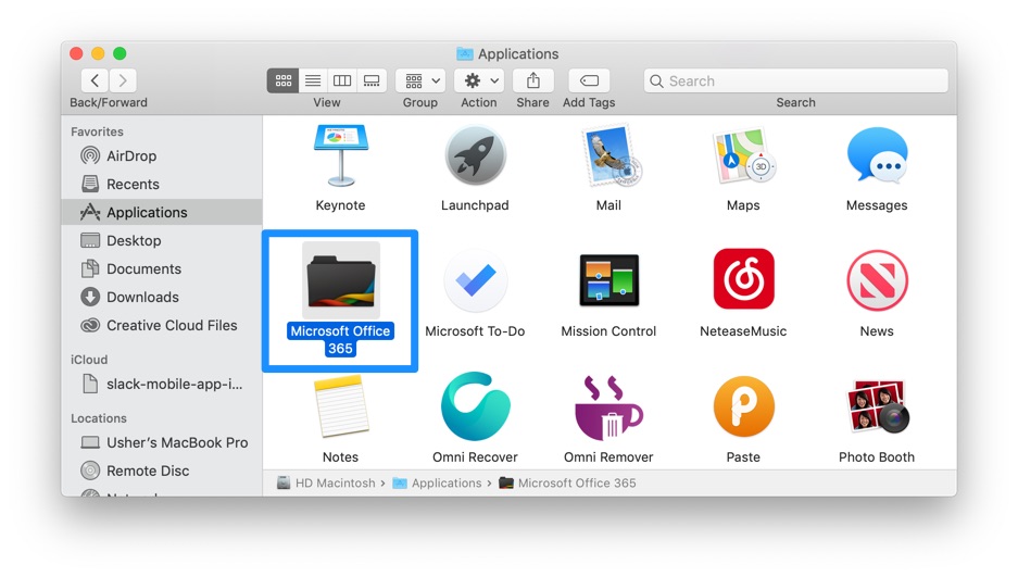 remove office 365 account from mac